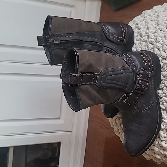 Replay Leather Canvas Boots - Picture 3 of 6